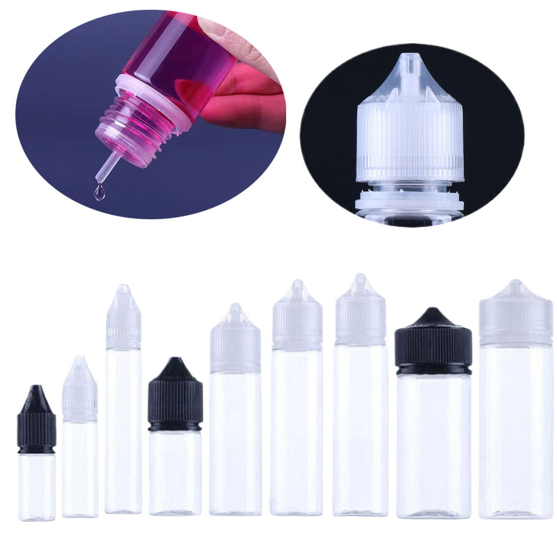 Juice Bottle Dropper - 5 adet 10/15/30/50/60/100/120ml boş şeffaf plastik