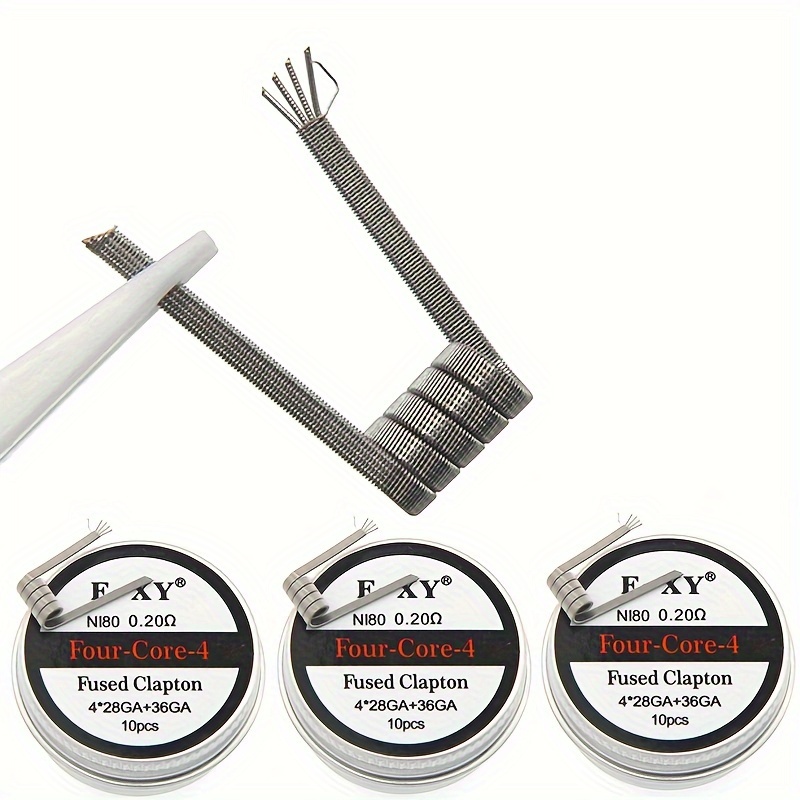 Coil Building Kit - 10 adet/kutu, Nikrom Füzyonlu Clapton Bobinleri